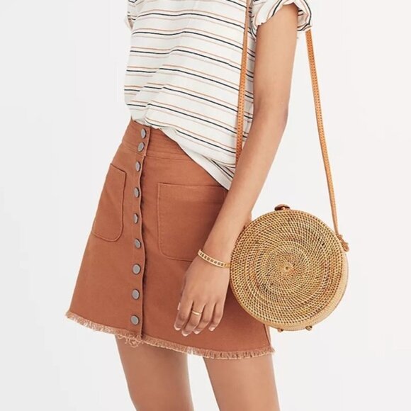 Madewell High-Waist Snap Skirts tan brown size 14 - Picture 1 of 7